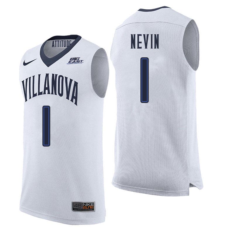 Men Villanova Wildcats #1 Jake Nevin College Basketball Jerseys Sale-White